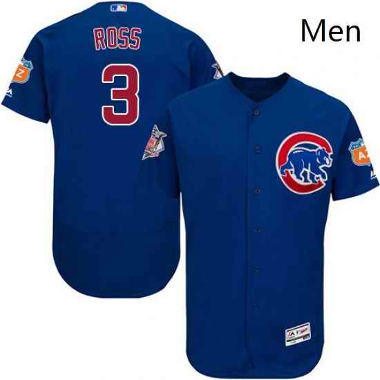Mens Majestic Chicago Cubs 3 David Ross Royal Blue Alternate Flexbase Authentic Collection MLB Jersey